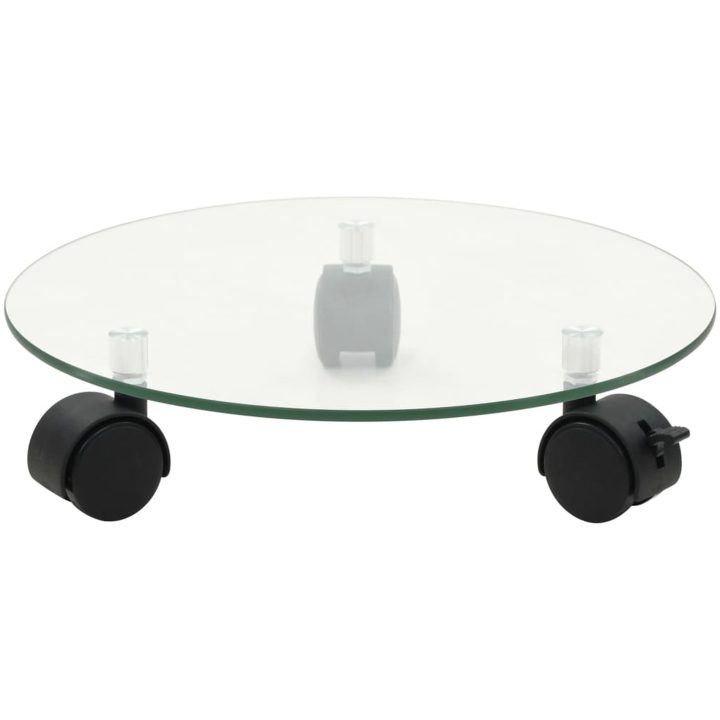Växtställ på hjul 2 st härdat glas 28 cm rund vidaXL – bild 2