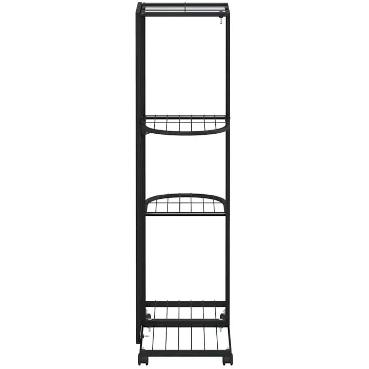 Växtställ på hjul 4 hyllor svart järn vidaXL 44 x 23 x 80 cm – bild 6