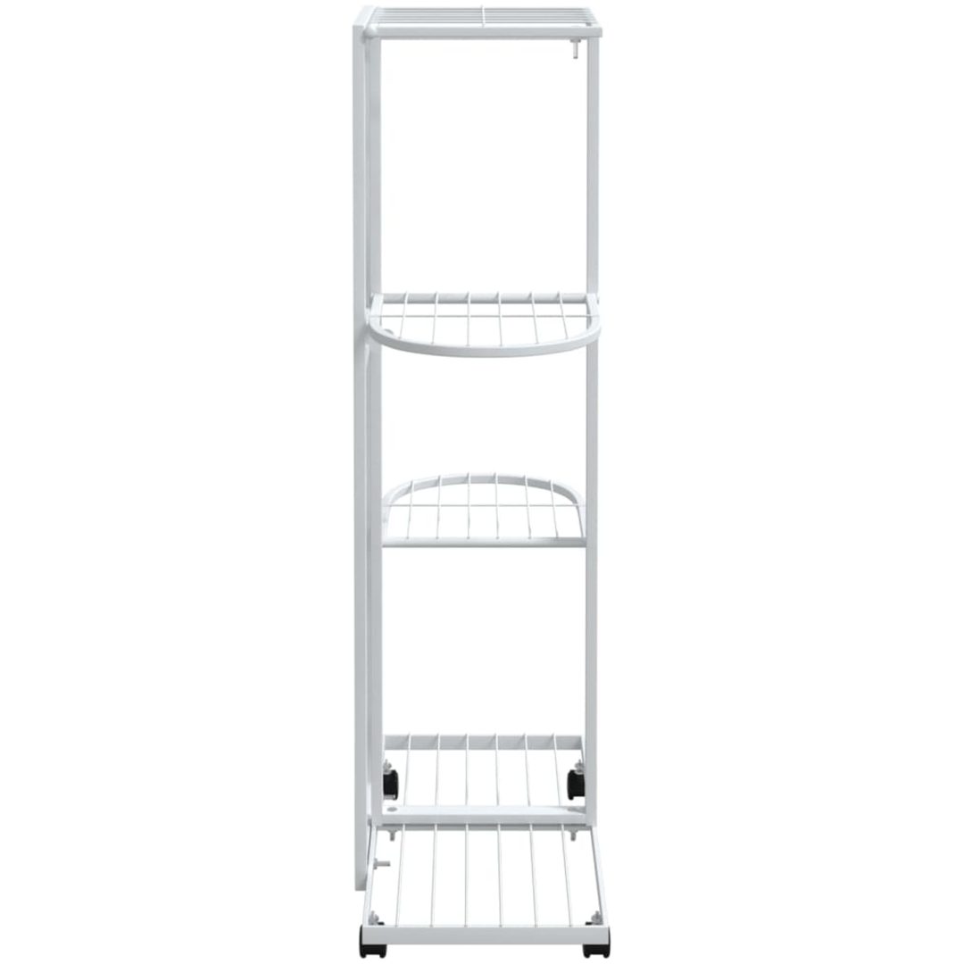 Växtställ på hjul 4 hyllor vit järn vidaXL 44 x 23 x 80 cm – bild 4