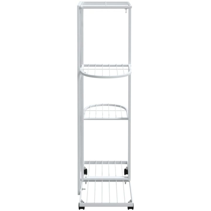 Växtställ på hjul 4 hyllor vit järn vidaXL 44 x 23 x 80 cm – bild 4
