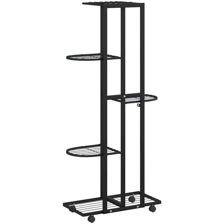 Växtställ på hjul 5 hyllor 44x23x100 cm svart järn vidaXL 45 x 23 x 100 cm – bild 7