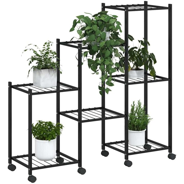 Växtställ på hjul 83x25x83,5 cm svart järn vidaXL – bild 4