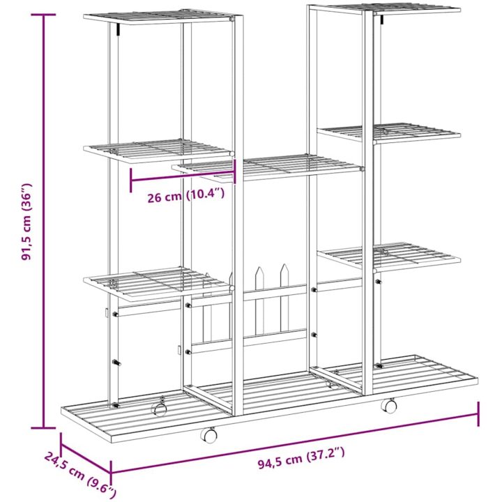 Växtställ på hjul 94,5x24,5x91,5 cm vit järn vidaXL – bild 9