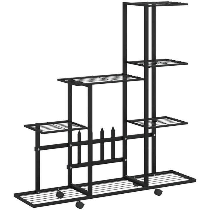 Växtställ på hjul svart metall vidaXL 94.5 x 25 x 92.5 cm – bild 2
