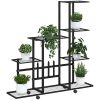 Växtställ på hjul svart metall vidaXL 94.5 x 25 x 92.5 cm – miniatyr 4