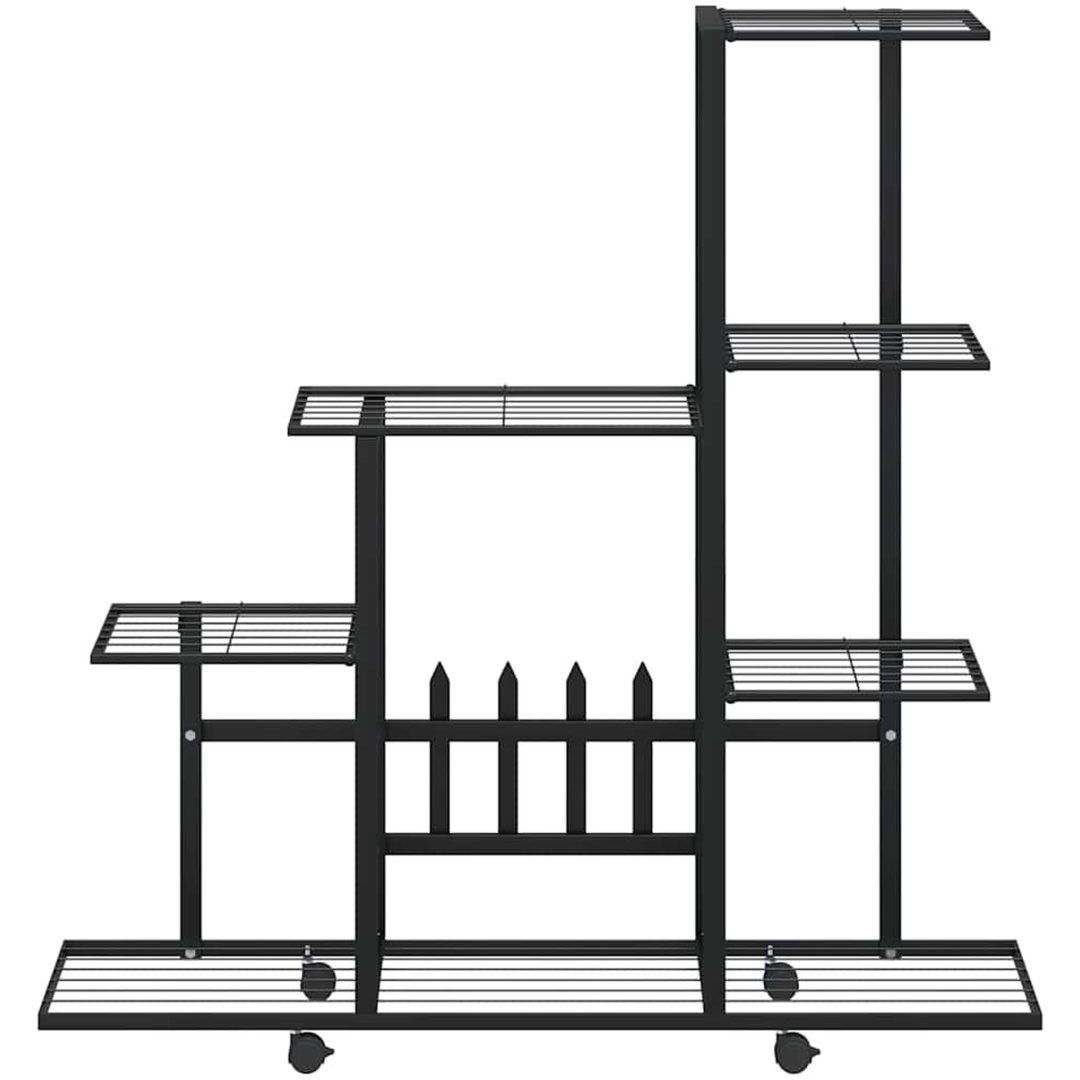 Växtställ på hjul svart metall vidaXL 94.5 x 25 x 92.5 cm – bild 5