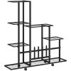 Växtställ på hjul svart metall vidaXL 94.5 x 25 x 92.5 cm – miniatyr 7
