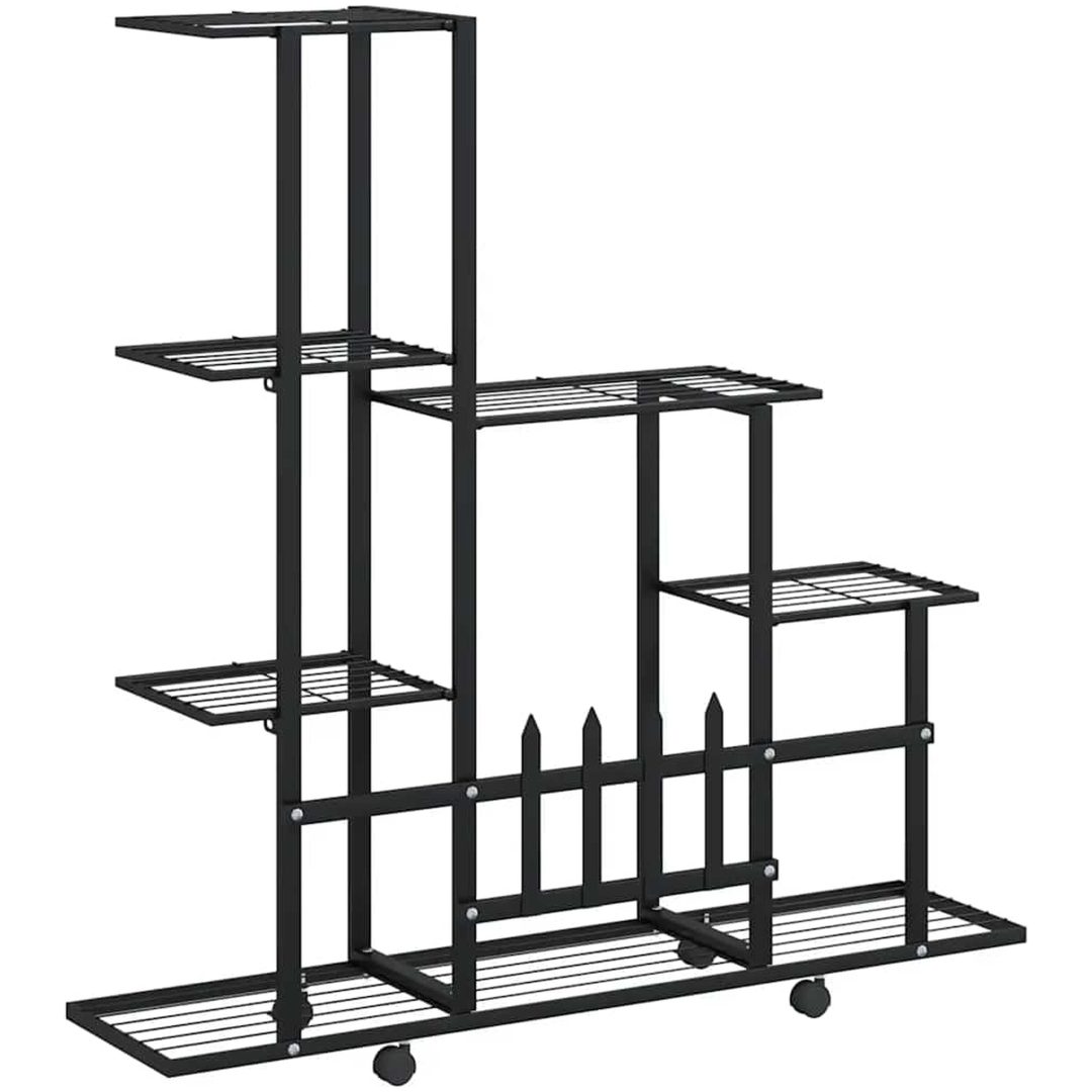 Växtställ på hjul svart metall vidaXL 94.5 x 25 x 92.5 cm – bild 7