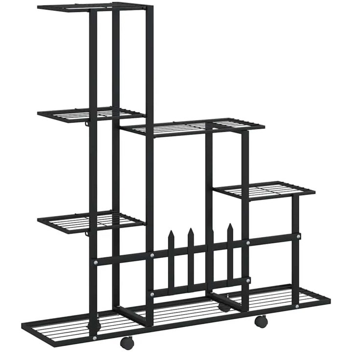 Växtställ på hjul svart metall vidaXL 94.5 x 25 x 92.5 cm – bild 7