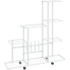 Växtställ på hjul vit metall vidaXL 94.5 x 25 x 92.5 cm – miniatyr 2