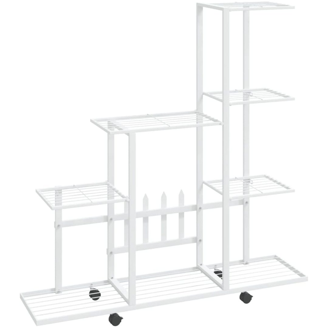 Växtställ på hjul vit metall vidaXL 94.5 x 25 x 92.5 cm – bild 2