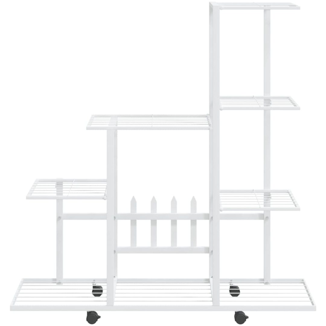 Växtställ på hjul vit metall vidaXL 94.5 x 25 x 92.5 cm – bild 3