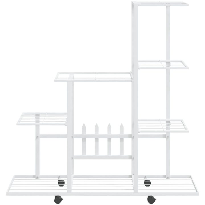 Växtställ på hjul vit metall vidaXL 94.5 x 25 x 92.5 cm – bild 3