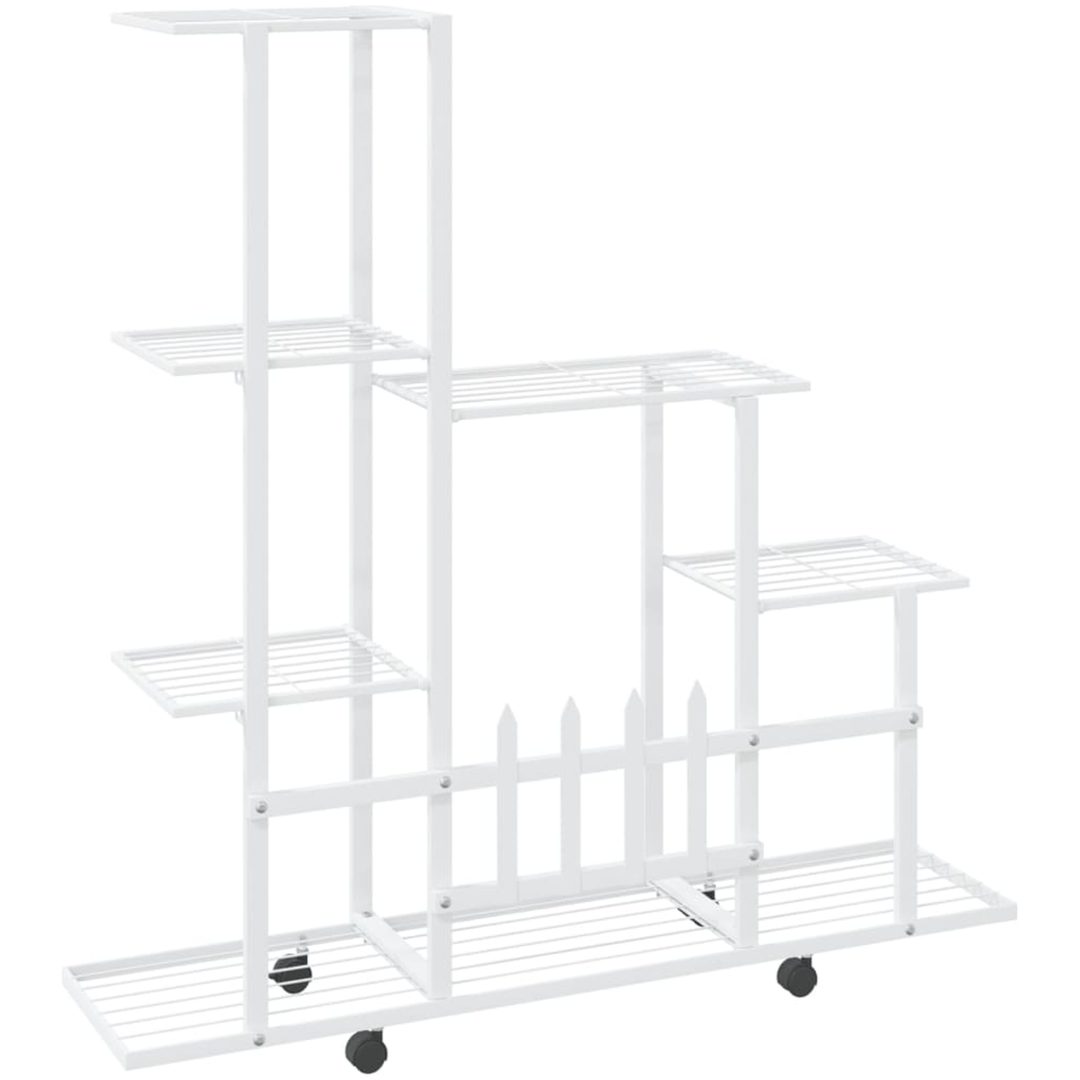 Växtställ på hjul vit metall vidaXL 94.5 x 25 x 92.5 cm – bild 5