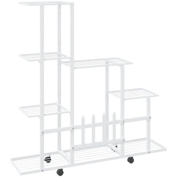 Växtställ på hjul vit metall vidaXL 94.5 x 25 x 92.5 cm – bild 5