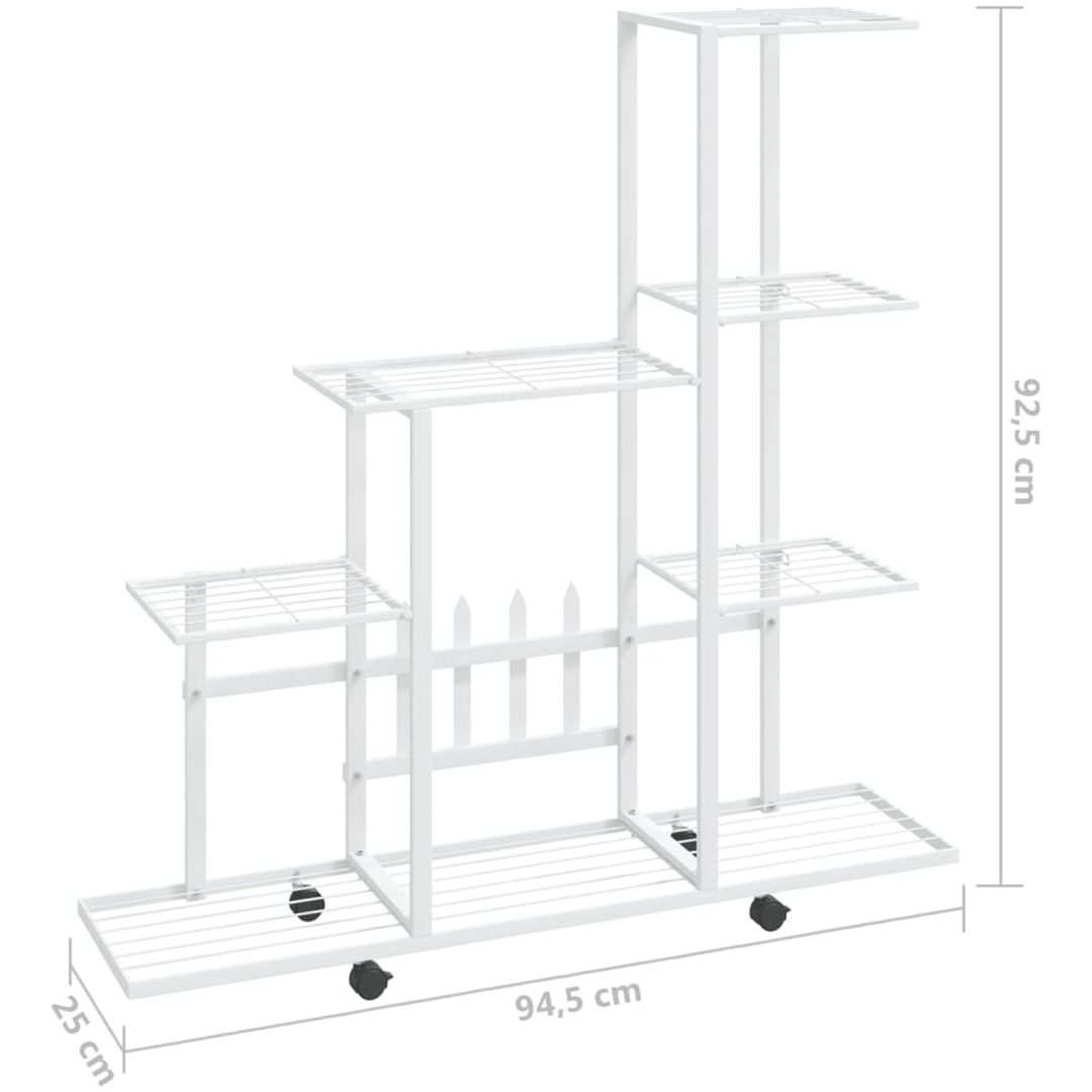 Växtställ på hjul vit metall vidaXL 94.5 x 25 x 92.5 cm – bild 7