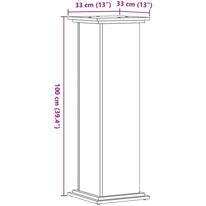 Växtställ rökfärgad ek konstruerat trä vidaXL 33 x 33 x 100 cm – bild 9