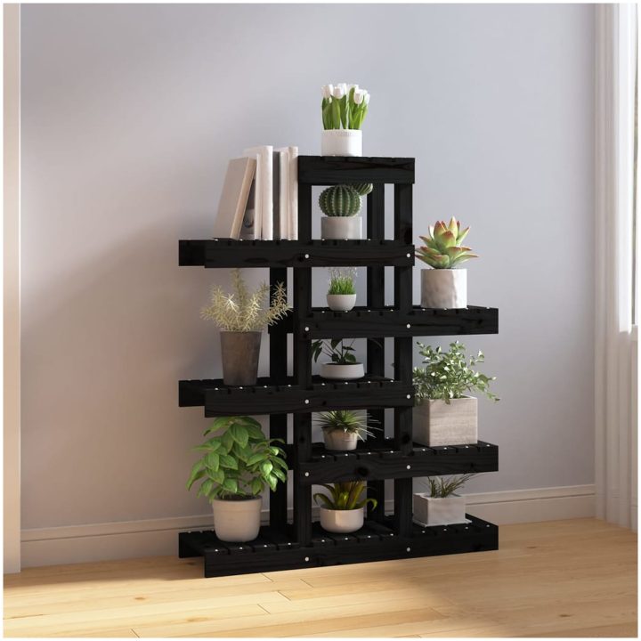 Växtställ Svart massiv furu vidaXL 85 x 25 x 109.5 cm – bild 3