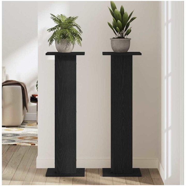 Växtstånd 2 st Svart Ek 30x30x95 cm Konstruerat trä vidaXL Large – bild 4
