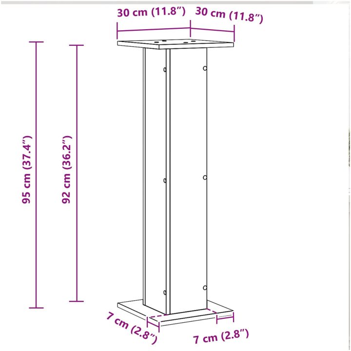 Växtstånd 2 st Svart Ek 30x30x95 cm Konstruerat trä vidaXL Large – bild 9