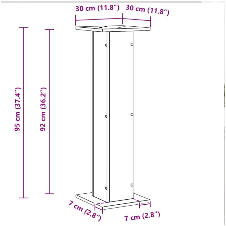 Växtstånd 2 st Svart Ek 30x30x95 cm Konstruerat trä vidaXL Large – bild 10