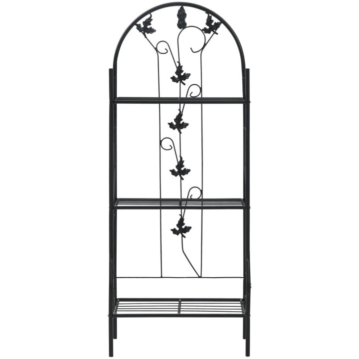 Växtstöd 3 hyllor svart 52x28x128 cm järn vidaXL – bild 2