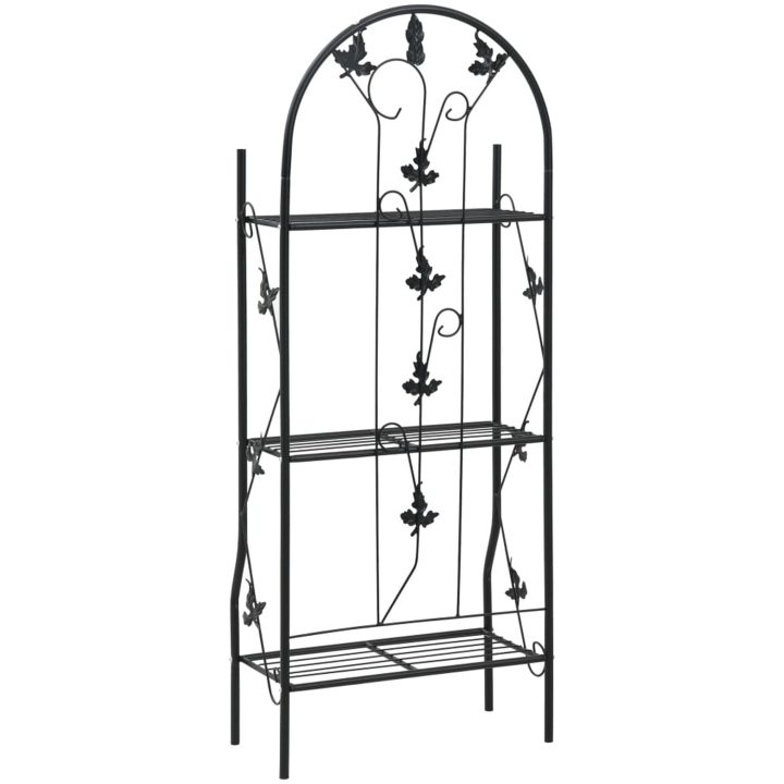 Växtstöd 3 hyllor svart 52x28x128 cm järn vidaXL – bild 4