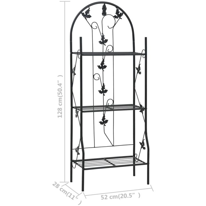 Växtstöd 3 hyllor svart 52x28x128 cm järn vidaXL – bild 7