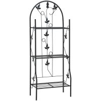 Växtstöd 3 hyllor svart 52x28x128 cm järn vidaXL