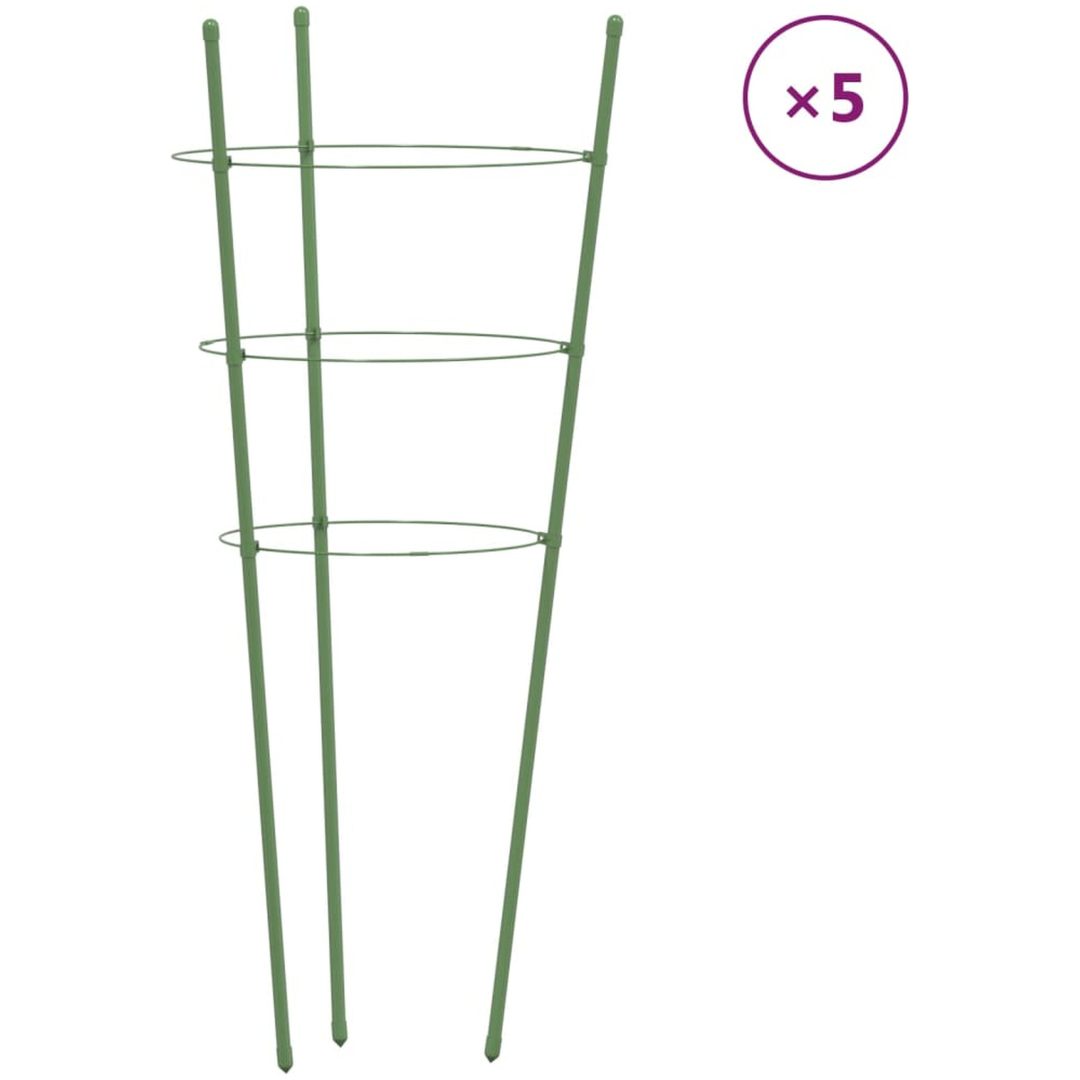 Växtstöd med 3 ringar 5 st grön 45 cm stål vidaXL 18 x 45 cm – bild 2