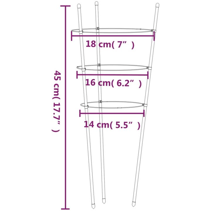 Växtstöd med 3 ringar 5 st grön 45 cm stål vidaXL 18 x 45 cm – bild 8