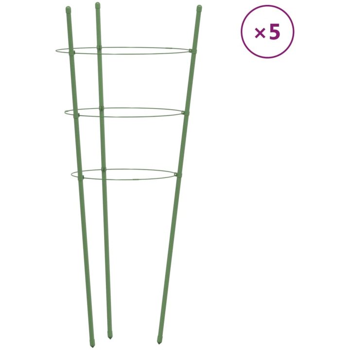Växtstöd med 3 ringar 5 st grön 60 cm stål vidaXL 21.5 x 60 cm – bild 2