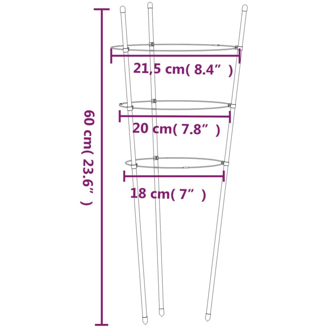 Växtstöd med 3 ringar 5 st grön 60 cm stål vidaXL 21.5 x 60 cm – bild 8