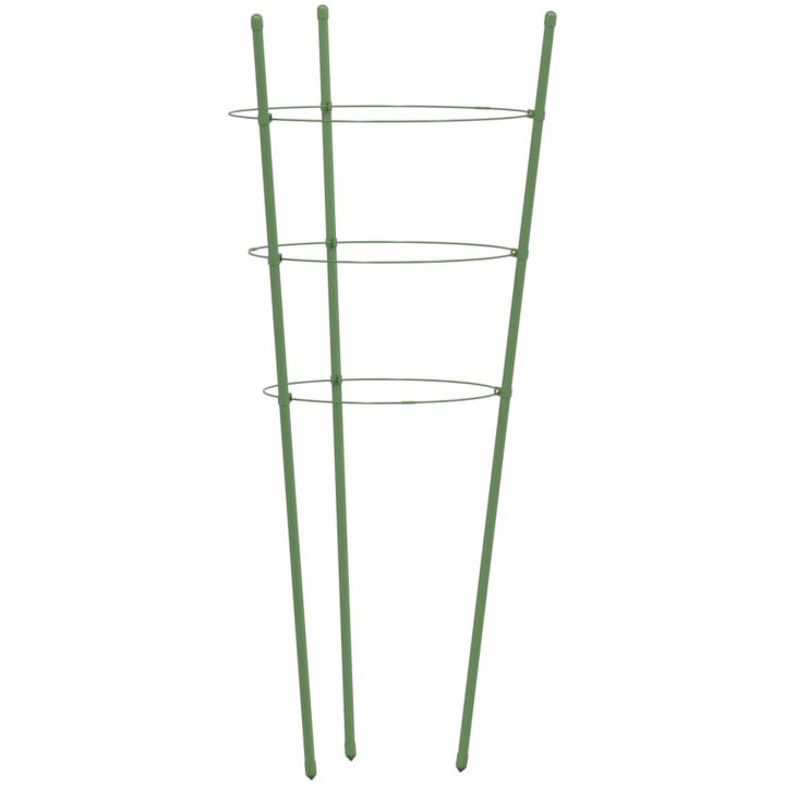 Växtstöd med 3 ringar 5 st grön 75 cm stål vidaXL 28 x 75 cm – bild 4