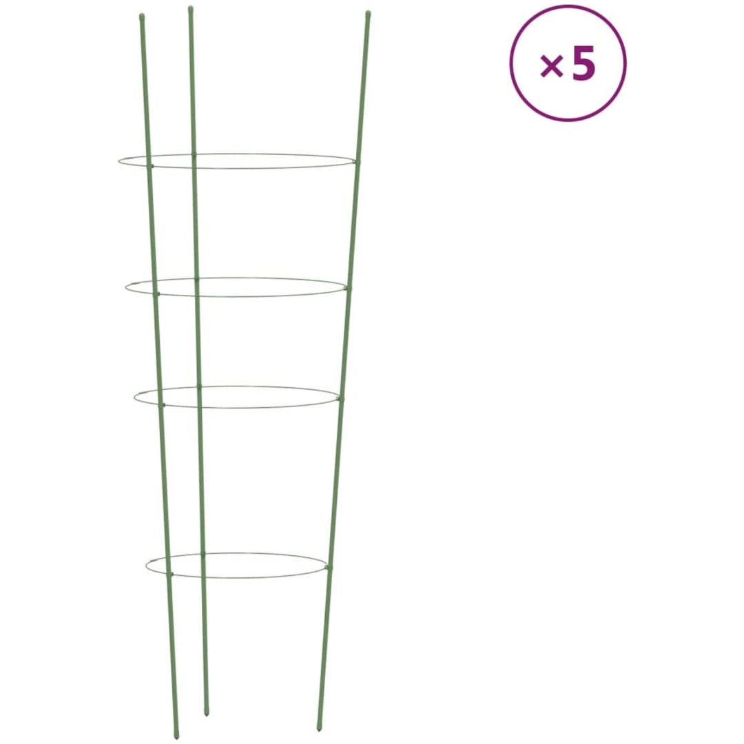 Växtstöd med 4 ringar 5 st grön 90 cm stål vidaXL 30 x 90 cm – bild 2