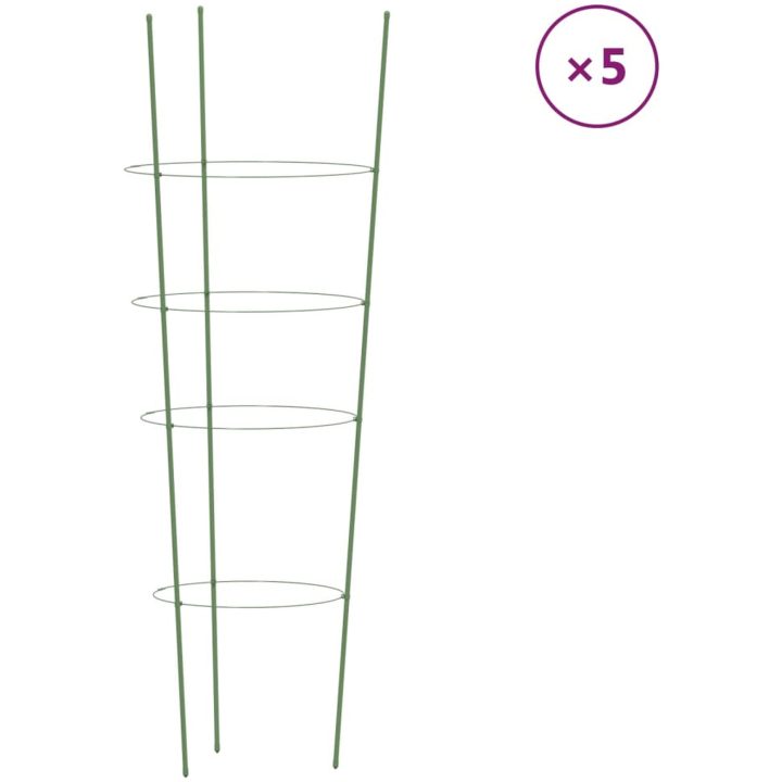 Växtstöd med 4 ringar 5 st grön 90 cm stål vidaXL 30 x 90 cm – bild 2