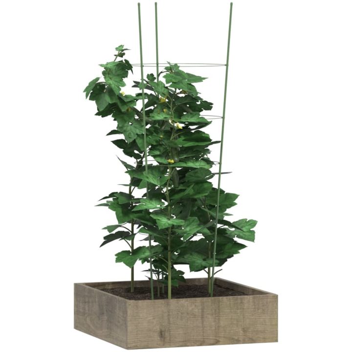 Växtstöd med 4 ringar 5 st grön 90 cm stål vidaXL 30 x 90 cm – bild 3