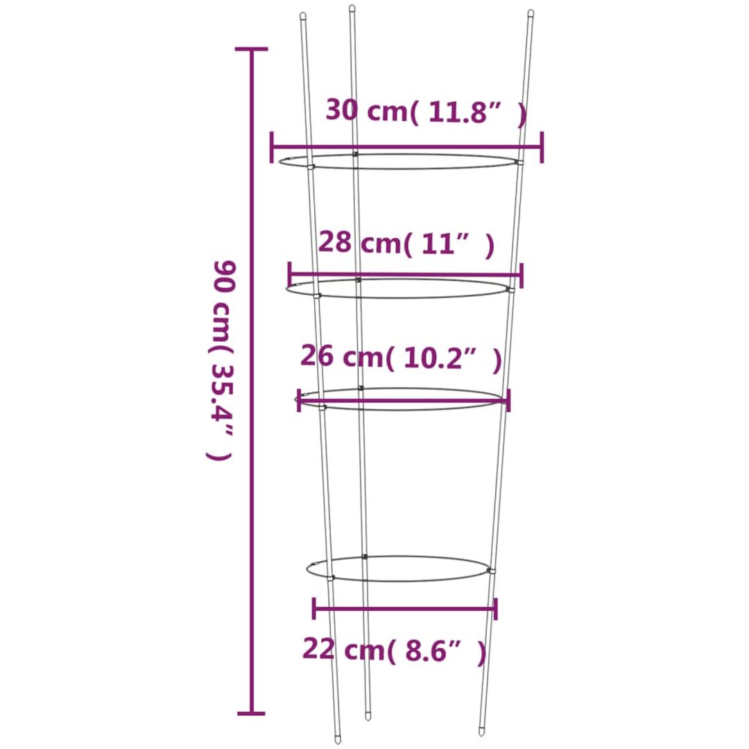 Växtstöd med 4 ringar 5 st grön 90 cm stål vidaXL 30 x 90 cm – bild 8