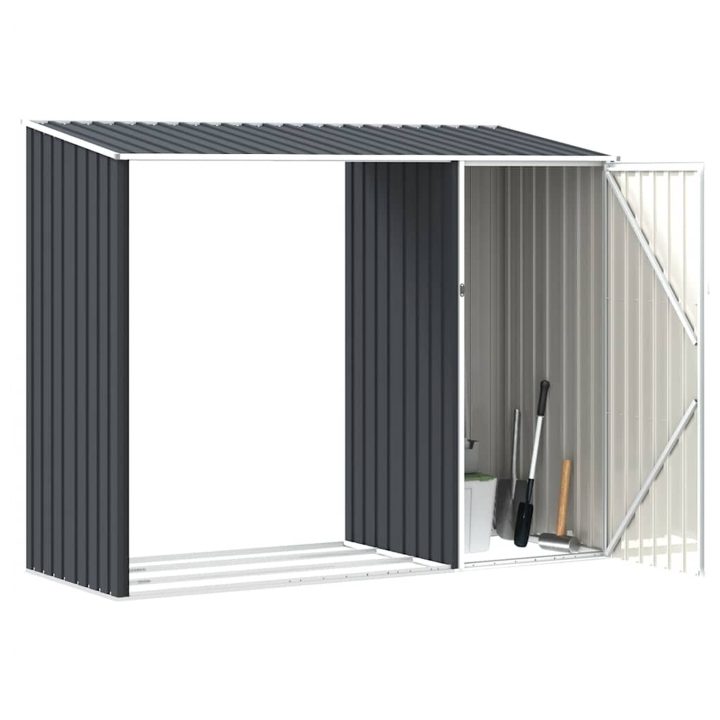 Vedskjul antracit 245x98x159 cm galvaniserat stål vidaXL – bild 5