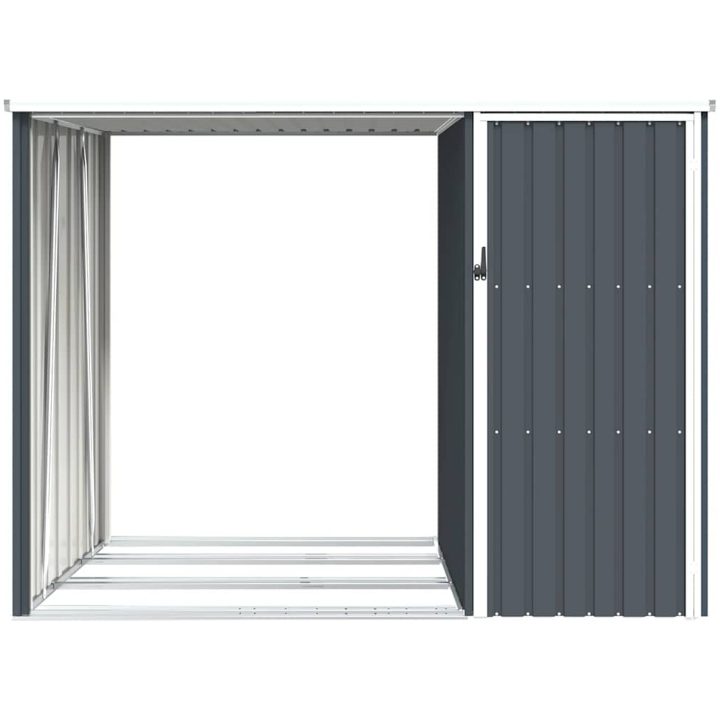 Vedskjul antracit 245x98x159 cm galvaniserat stål vidaXL – bild 6
