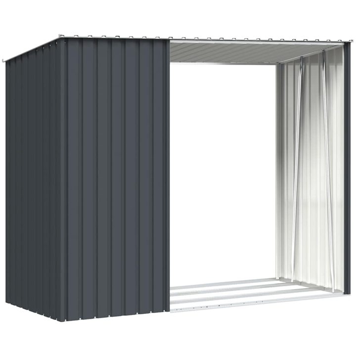 Vedskjul antracit 245x98x159 cm galvaniserat stål vidaXL – bild 8