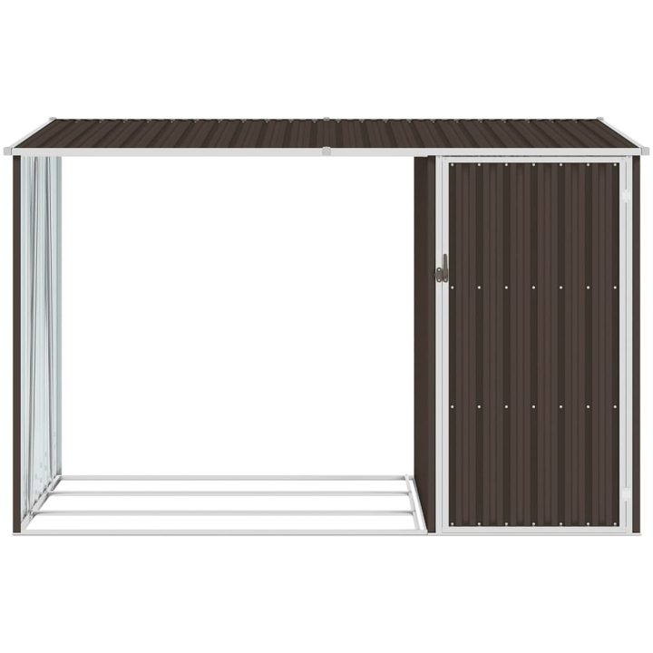 Vedskjul brun 245x98x159 cm galvaniserat stål vidaXL – bild 2