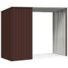 Vedskjul brun 245x98x159 cm galvaniserat stål vidaXL – miniatyr 8