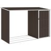 Vedskjul brun 245x98x159 cm galvaniserat stål vidaXL – miniatyr 1