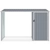 Vedskjul grå 245x98x159 cm galvaniserat stål vidaXL – miniatyr 2