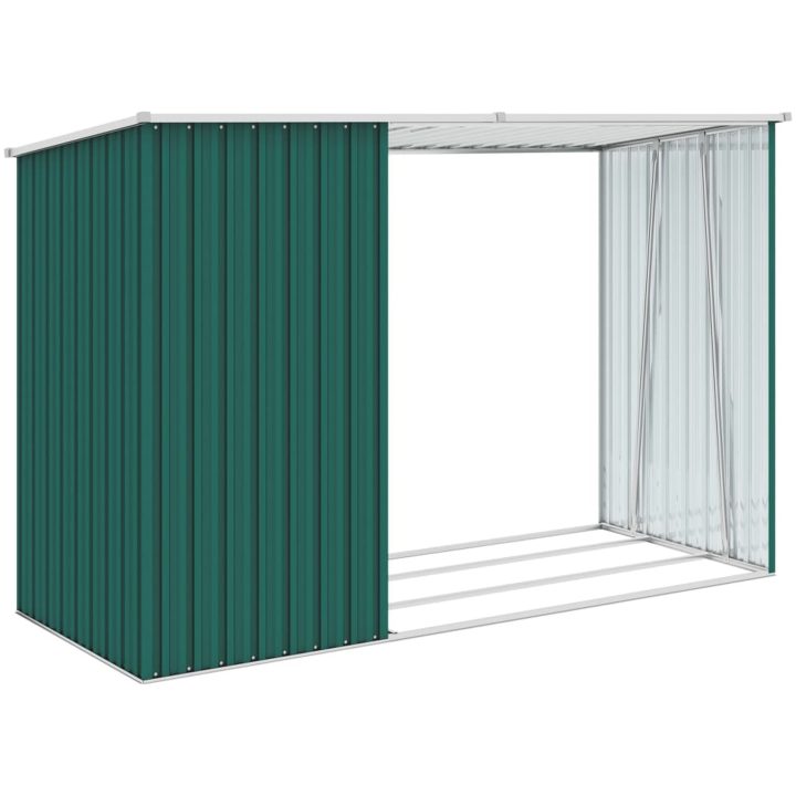 Vedskjul grön 245x98x159 cm galvaniserat stål vidaXL – bild 4