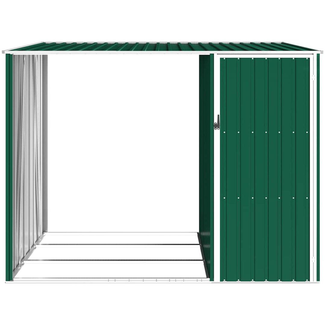 Vedskjul grön 245x98x159 cm galvaniserat stål vidaXL – bild 6