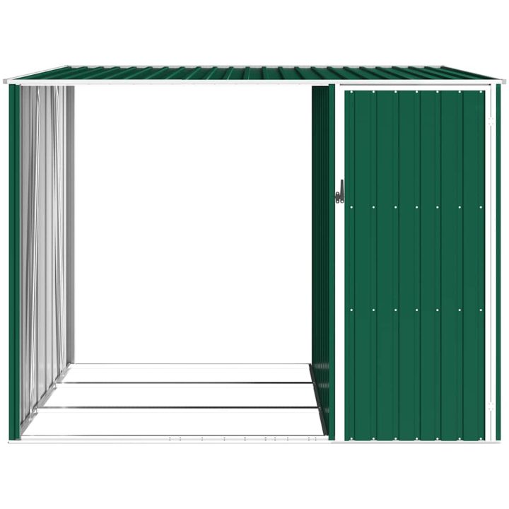 Vedskjul grön 245x98x159 cm galvaniserat stål vidaXL – bild 6