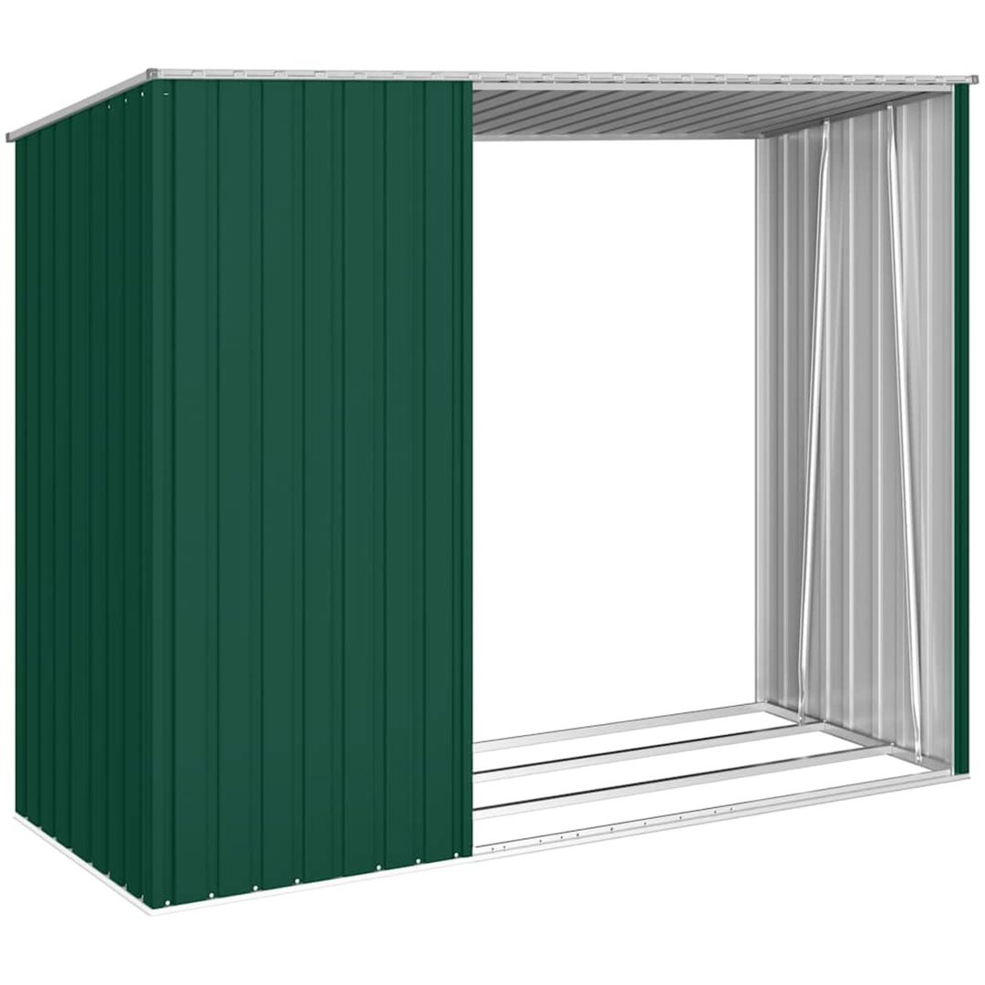 Vedskjul grön 245x98x159 cm galvaniserat stål vidaXL – bild 8