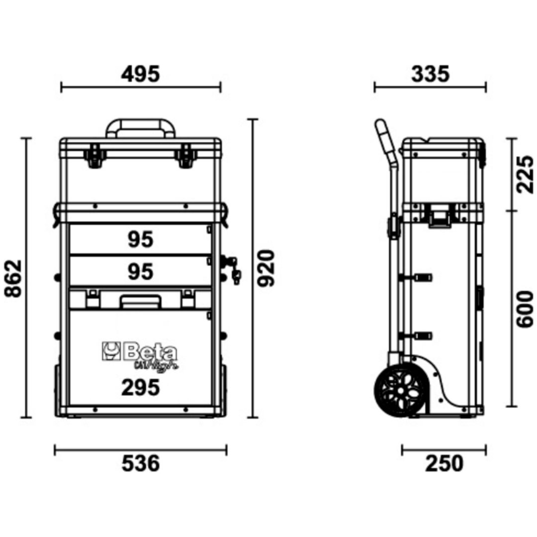 Verktygsvagn Svart BETA – bild 3
